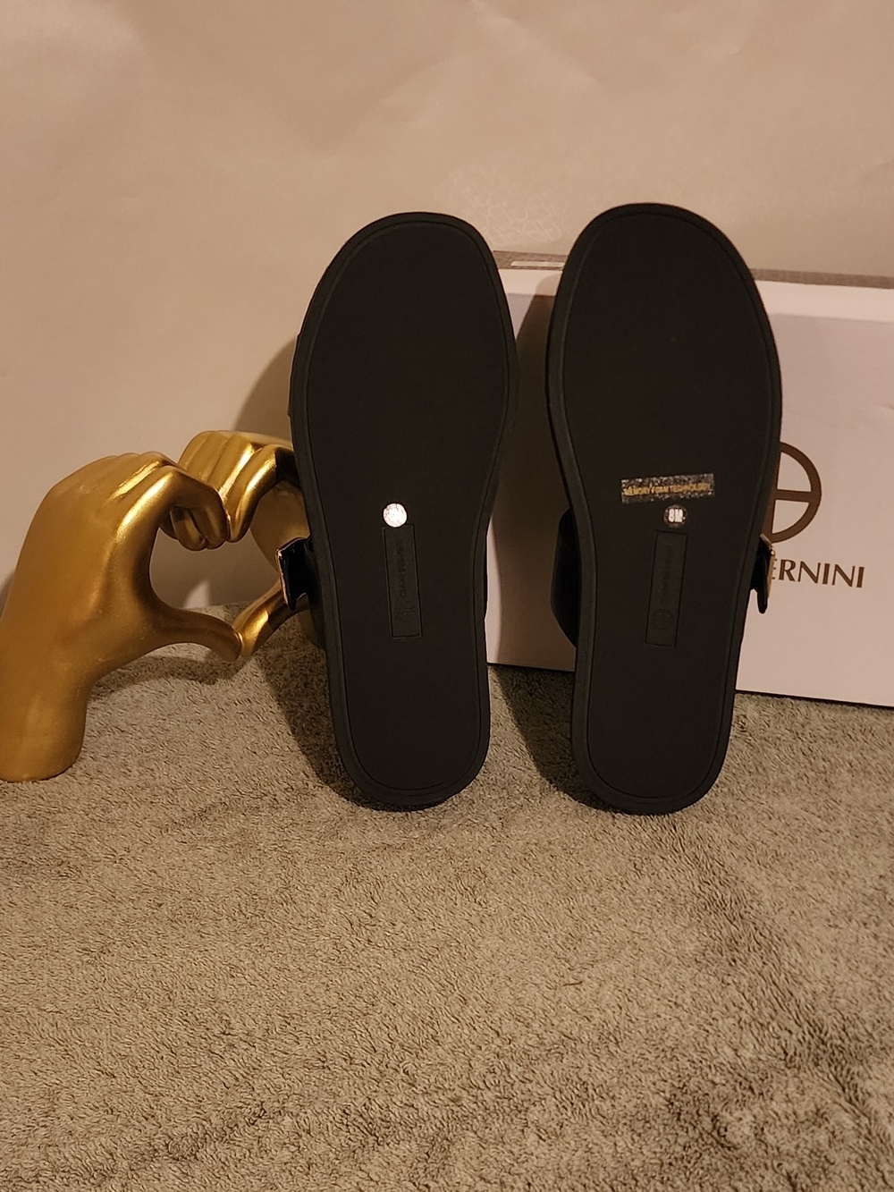 Giani Bernini Black Double Strap Slide Sandals - Picture 3 of 4